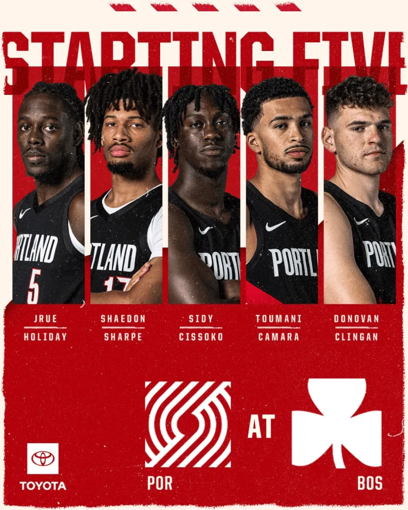 开云登录入口-开拓者首发：霍勒迪、夏普、西索科、卡马拉、克林根